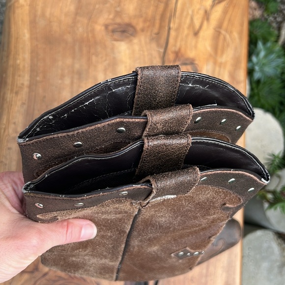 Vintage Women’s Western Cowboy Boots Brown Cross Studded - Picture 12 of 16